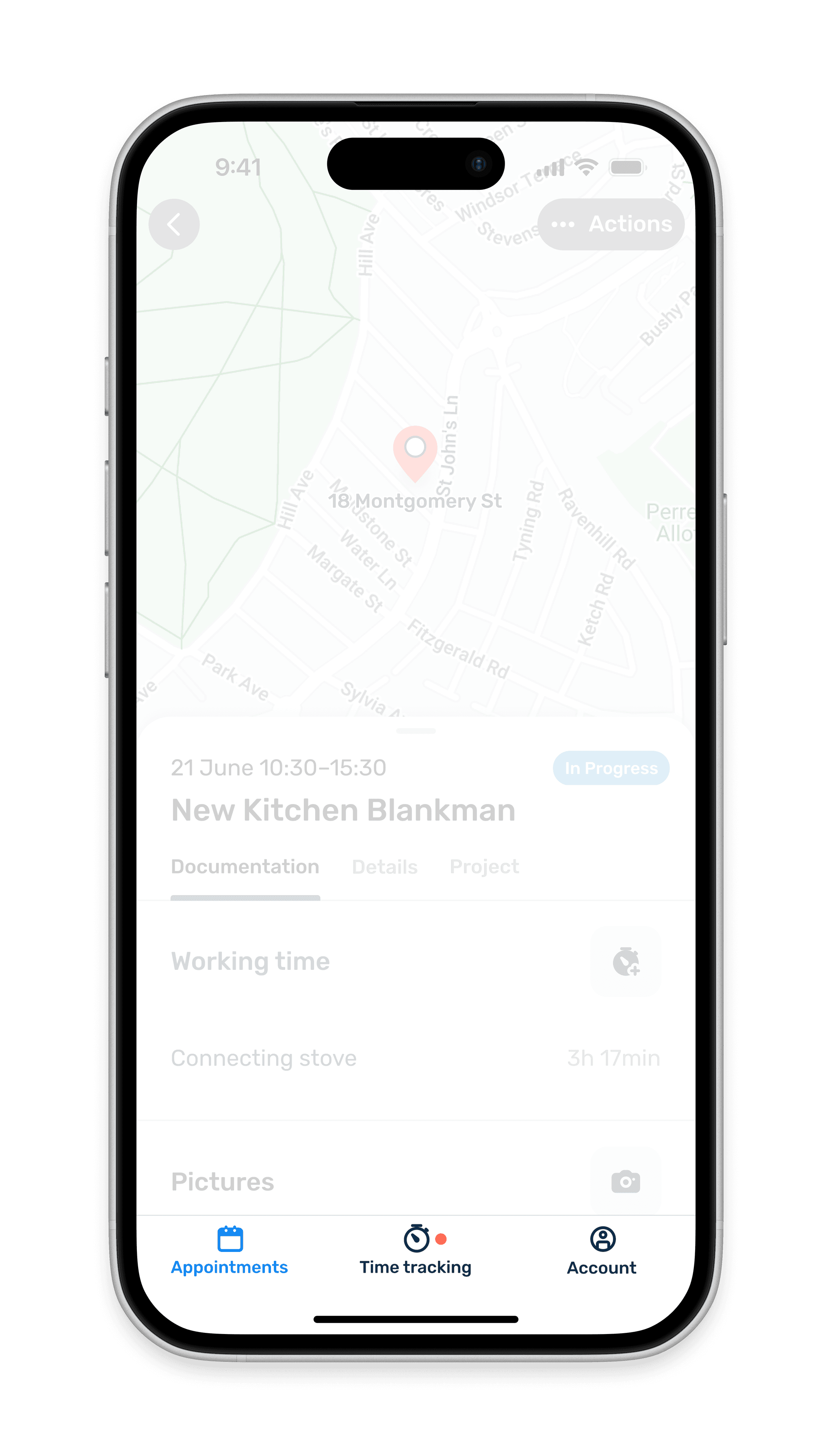Indicator-only placement for time tracking controls