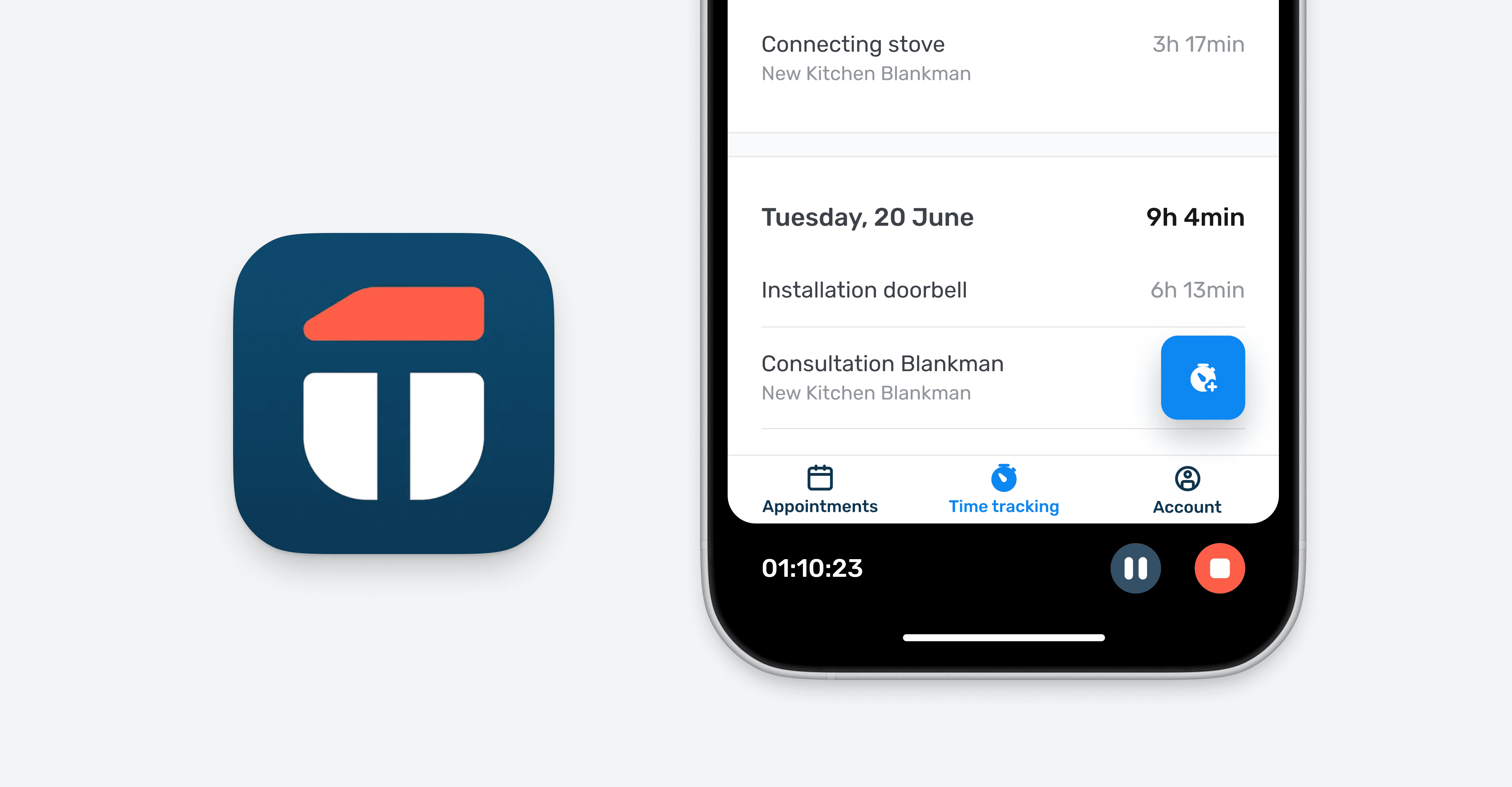 Time tracking for craftsmen