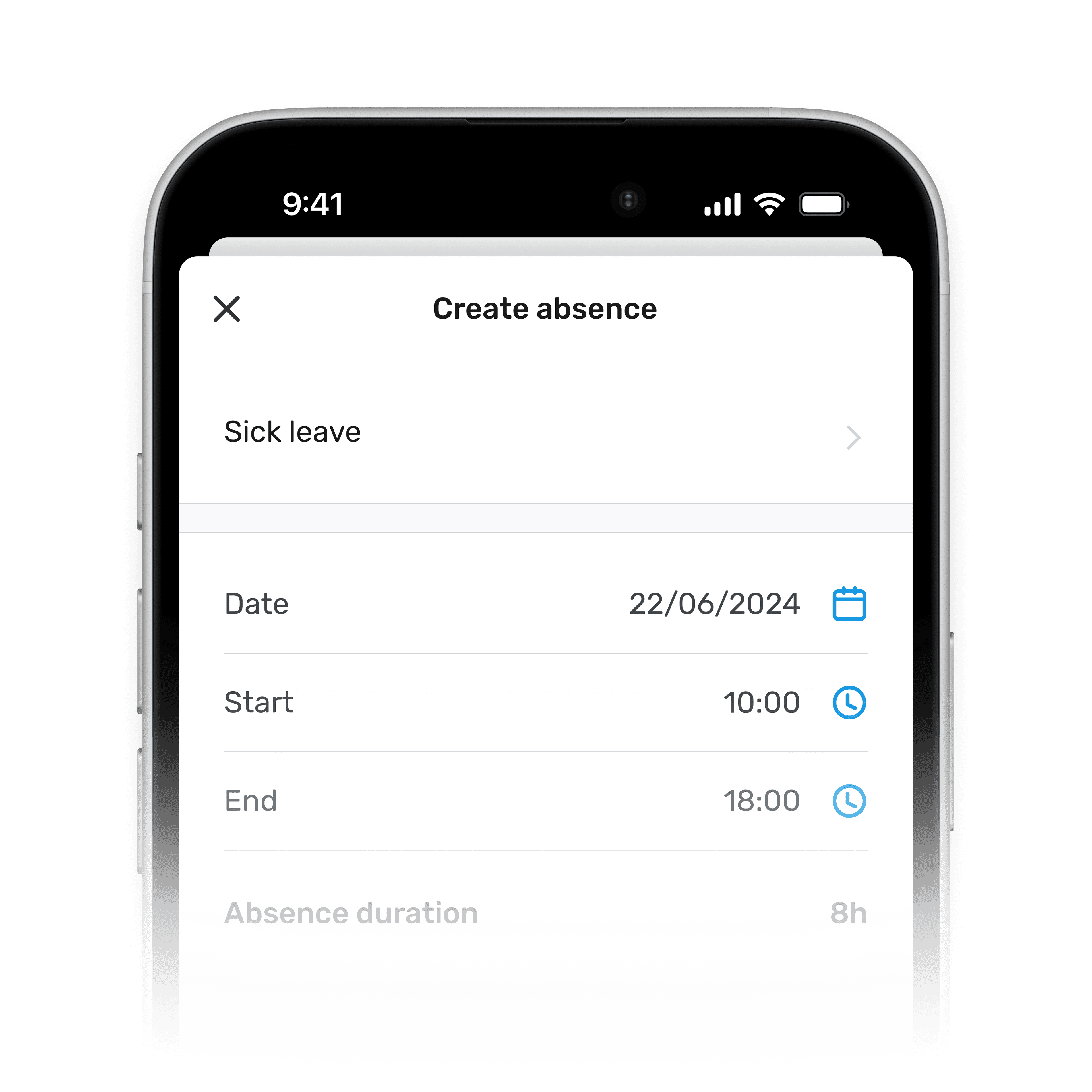 Absence creation form
