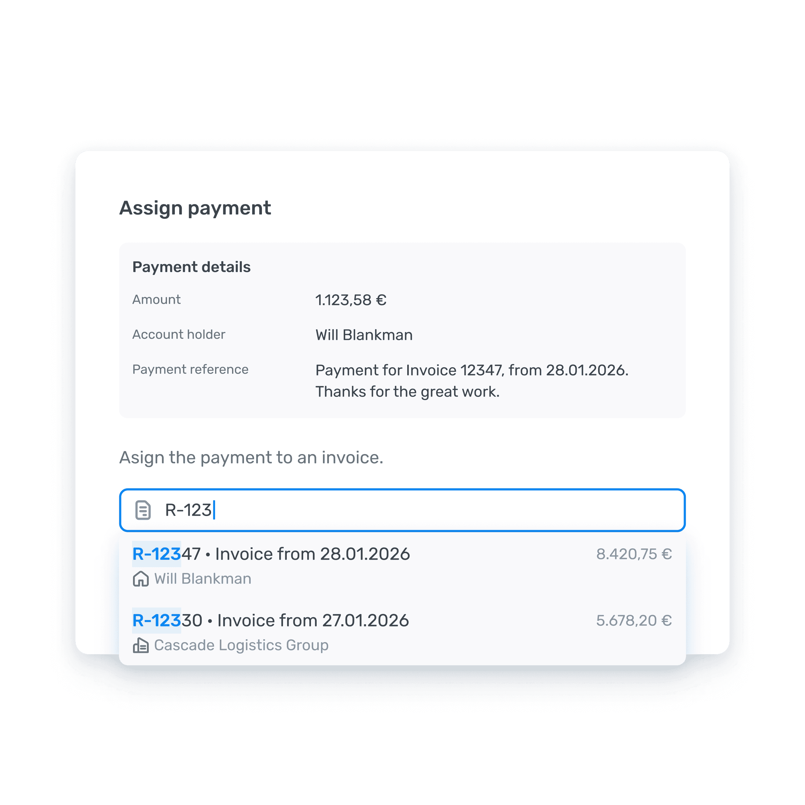 Consolidated assignment flow in a single modal